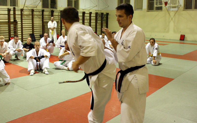 Zejscie do przodu przed<br>ushiro-geri