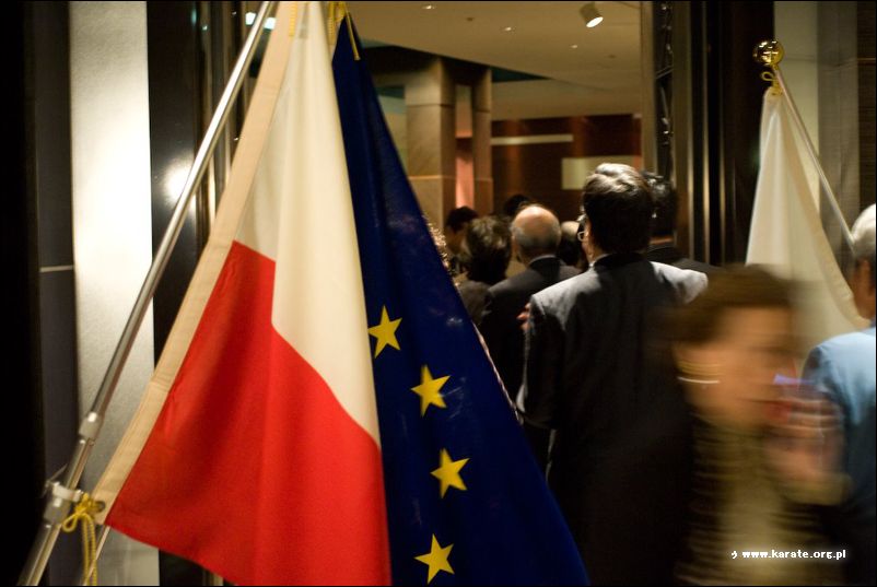 Flaga Polski i Unii Europejskiej